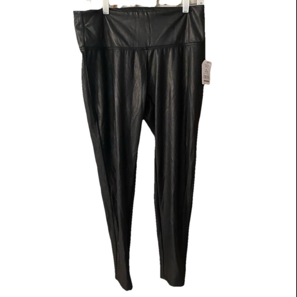 New NWT Time And Tru Faux Leather High Rise Skinny Leggings Black XL  (16-18)